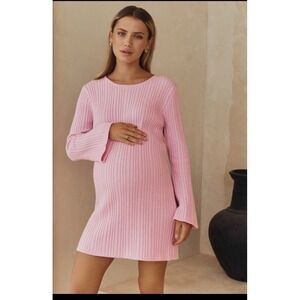 Legoe Heritage Maternity Dress Sz 4 Baby Pink  Ribbed Cotton Ribbed Boy Con